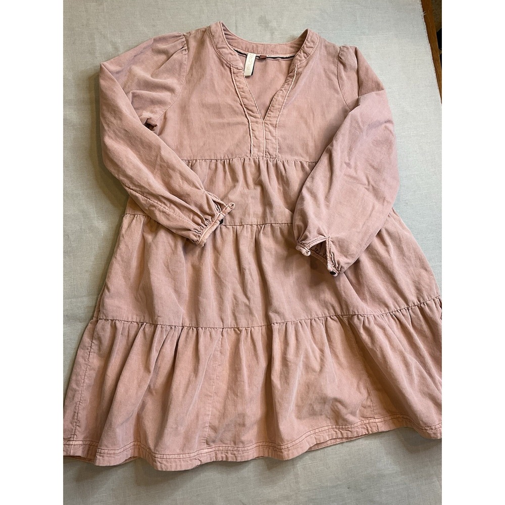 Pilcro Anthropologie Corduroy Dress Size XSP Pink Aline Tiered - Picture 11 of 11